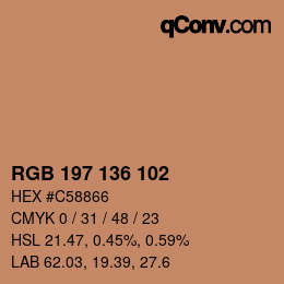 カラーコード: RGB 197 136 102 | qconv.com
