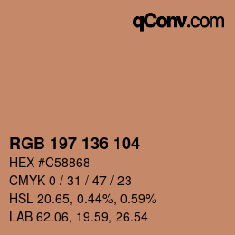 Color code: RGB 197 136 104 | qconv.com
