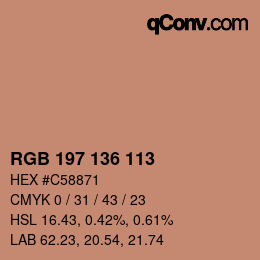 Color code: RGB 197 136 113 | qconv.com