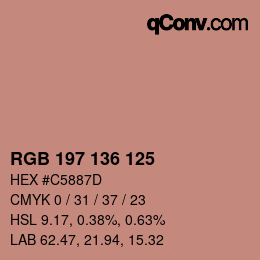 Color code: RGB 197 136 125 | qconv.com