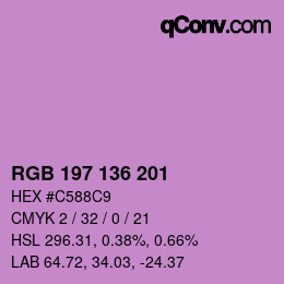 Color code: RGB 197 136 201 | qconv.com