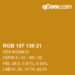 Color code: RGB 197 136 21 | qconv.com