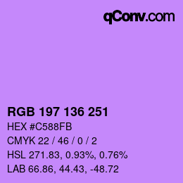 Color code: RGB 197 136 251 | qconv.com