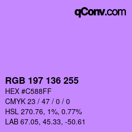 Color code: RGB 197 136 255 | qconv.com