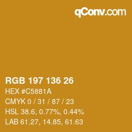 Color code: RGB 197 136 26 | qconv.com