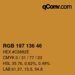 Color code: RGB 197 136 46 | qconv.com