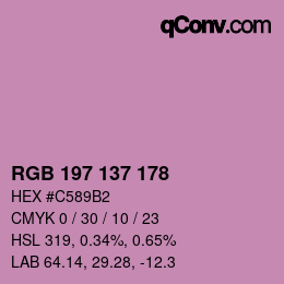Código de color: RGB 197 137 178 | qconv.com
