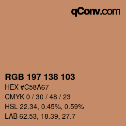 Color code: RGB 197 138 103 | qconv.com