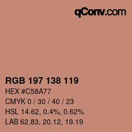 Código de color: RGB 197 138 119 | qconv.com