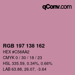 カラーコード: RGB 197 138 162 | qconv.com