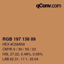 Color code: RGB 197 138 89 | qconv.com