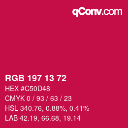 颜色代码: RGB 197 13 72 | qconv.com