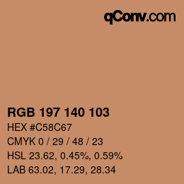Color code: RGB 197 140 103 | qconv.com