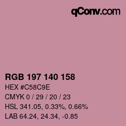 颜色代码: RGB 197 140 158 | qconv.com