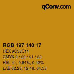 颜色代码: RGB 197 140 17 | qconv.com
