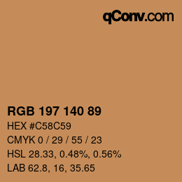 颜色代码: RGB 197 140 89 | qconv.com