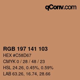 カラーコード: RGB 197 141 103 | qconv.com