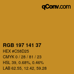 Color code: RGB 197 141 37 | qconv.com