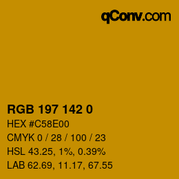 カラーコード: RGB 197 142 0 | qconv.com
