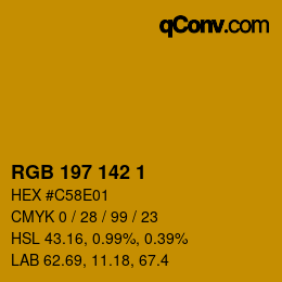 Color code: RGB 197 142 1 | qconv.com