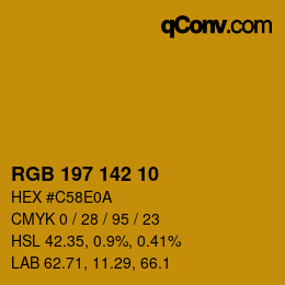 Color code: RGB 197 142 10 | qconv.com