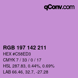 カラーコード: RGB 197 142 211 | qconv.com