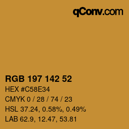 Color code: RGB 197 142 52 | qconv.com