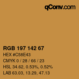 Color code: RGB 197 142 67 | qconv.com