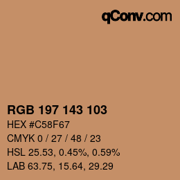 カラーコード: RGB 197 143 103 | qconv.com