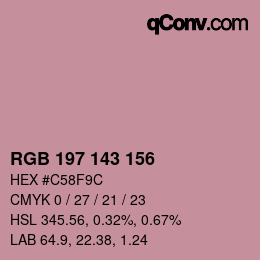 颜色代码: RGB 197 143 156 | qconv.com