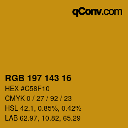 カラーコード: RGB 197 143 16 | qconv.com
