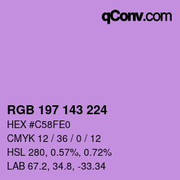 Código de color: RGB 197 143 224 | qconv.com