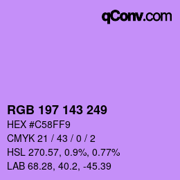 Color code: RGB 197 143 249 | qconv.com