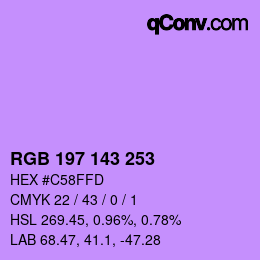 Color code: RGB 197 143 253 | qconv.com