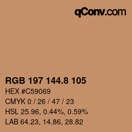 カラーコード: RGB 197 144.8 105 | qconv.com