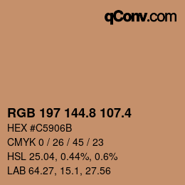 カラーコード: RGB 197 144.8 107.4 | qconv.com