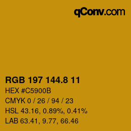 Color code: RGB 197 144.8 11 | qconv.com