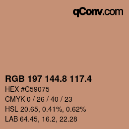 カラーコード: RGB 197 144.8 117.4 | qconv.com
