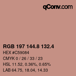 カラーコード: RGB 197 144.8 132.4 | qconv.com