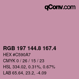 カラーコード: RGB 197 144.8 167.4 | qconv.com