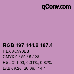 カラーコード: RGB 197 144.8 187.4 | qconv.com