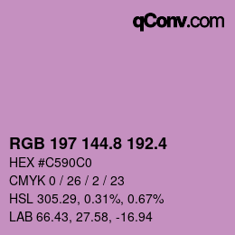 カラーコード: RGB 197 144.8 192.4 | qconv.com