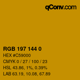 Color code: RGB 197 144 0 | qconv.com