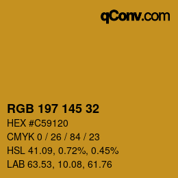 Color code: RGB 197 145 32 | qconv.com