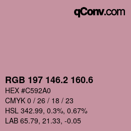 カラーコード: RGB 197 146.2 160.6 | qconv.com