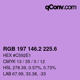 カラーコード: RGB 197 146.2 225.6 | qconv.com