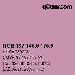 カラーコード: RGB 197 146.6 175.6 | qconv.com