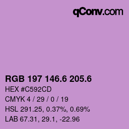 カラーコード: RGB 197 146.6 205.6 | qconv.com