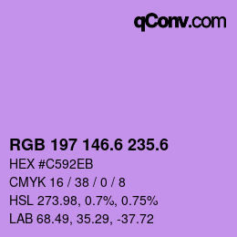 カラーコード: RGB 197 146.6 235.6 | qconv.com