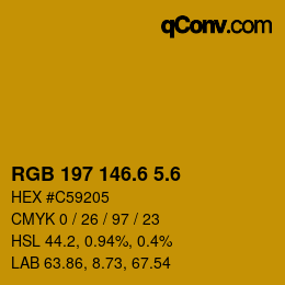 カラーコード: RGB 197 146.6 5.6 | qconv.com